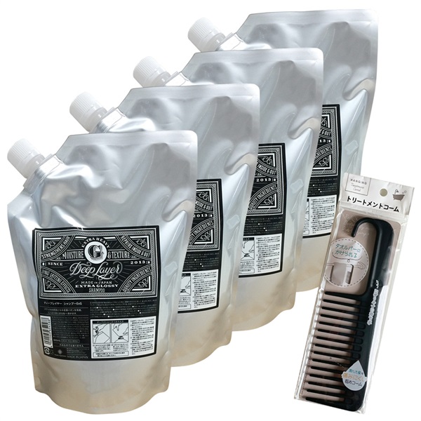特別セット ディープレイヤー シャンプー エクストラグロッシー 750ml 詰替え用 4個セット & トリートメントコーム付